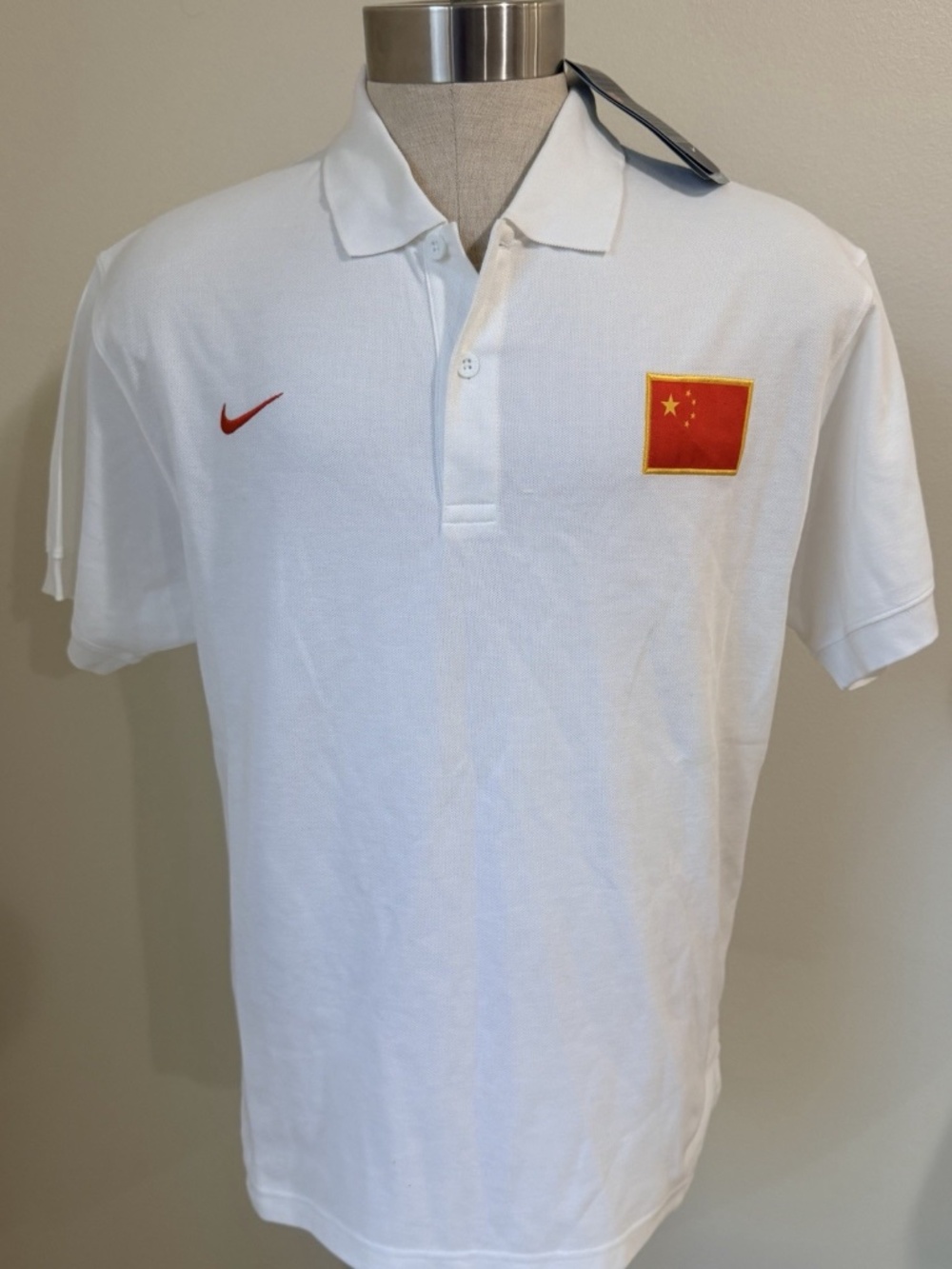 NWT Vintage Nike Olympic Team China White Polo Sz XL